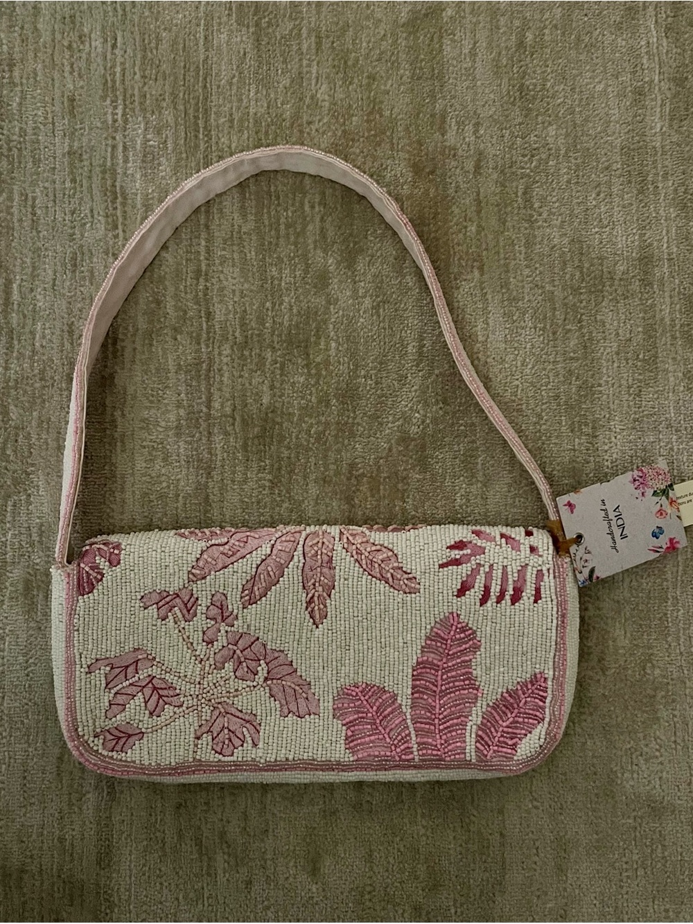 🌴🩷 VIRAL Pink Palm Beaded Shoulder Bag - Picture 3 of 3